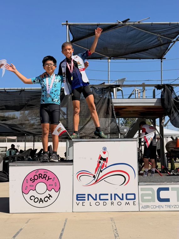 On the podium at the Masters and Juniors State Time Trial Championships.