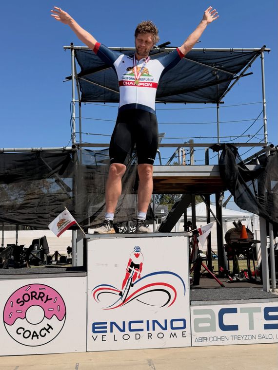 On the podium at the Masters and Juniors State Time Trial Championships.