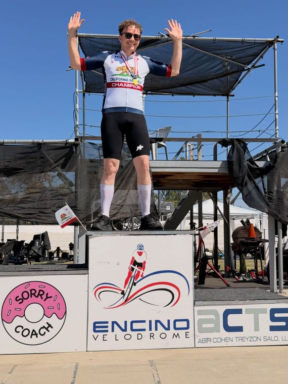 On the podium at the Masters and Juniors State Time Trial Championships.