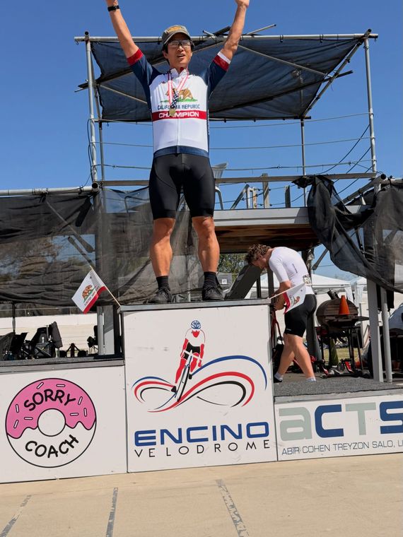 On the podium at the Masters and Juniors State Time Trial Championships.