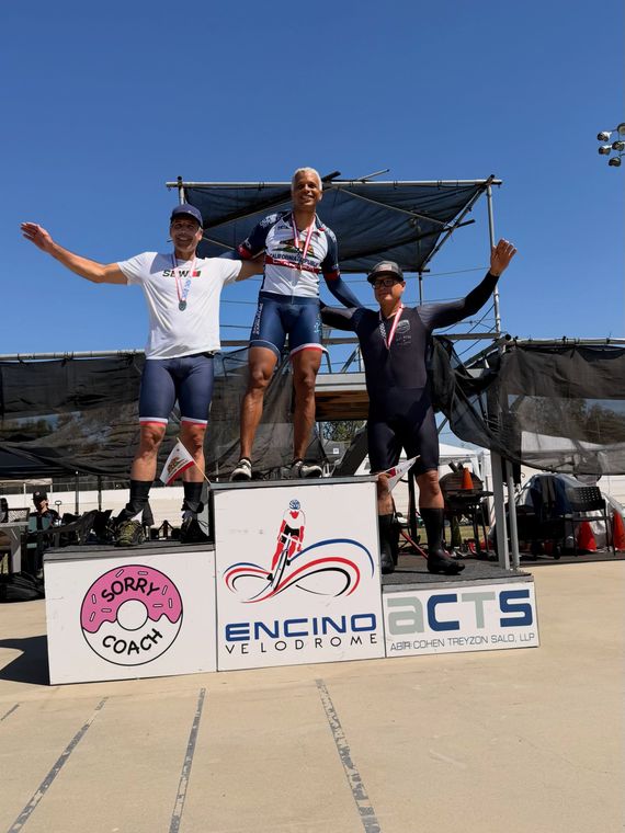 On the podium at the Masters and Juniors State Time Trial Championships.