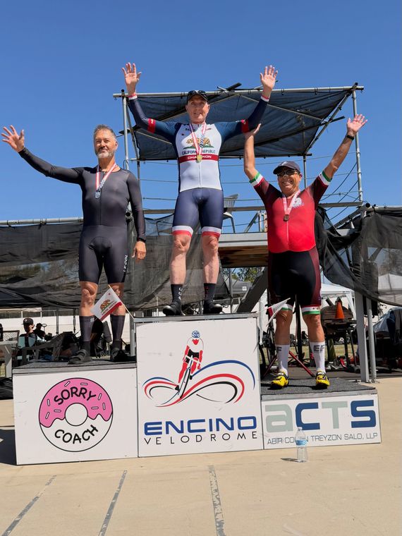 On the podium at the Masters and Juniors State Time Trial Championships.
