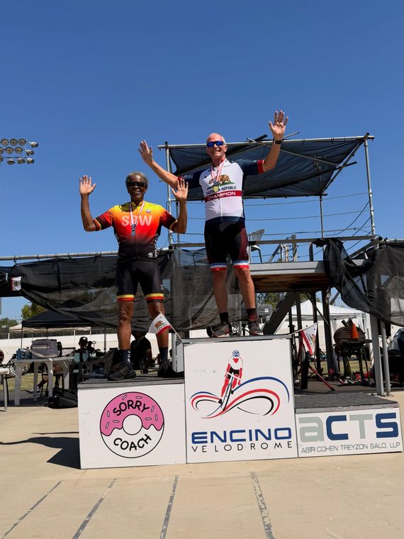 On the podium at the Masters and Juniors State Time Trial Championships.