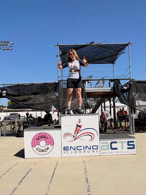 On the podium at the Masters and Juniors State Time Trial Championships.