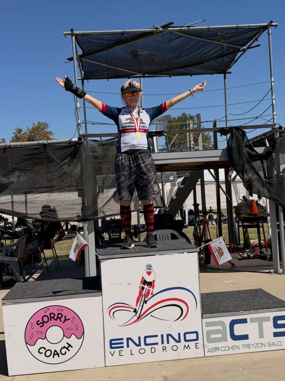 On the podium at the Masters and Juniors State Time Trial Championships.