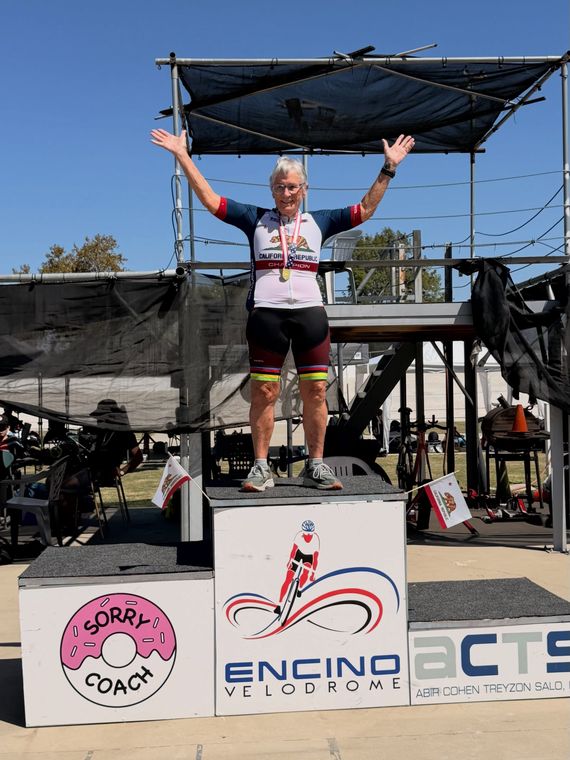 On the podium at the Masters and Juniors State Time Trial Championships.