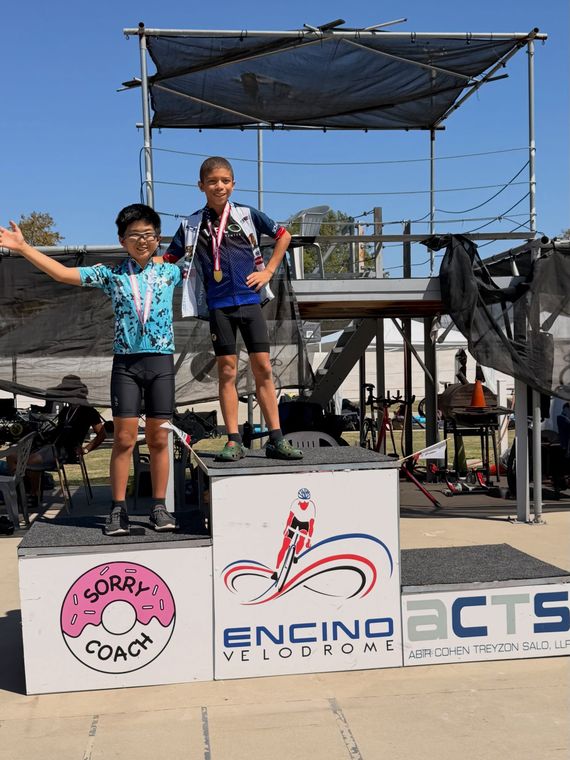On the podium at the Masters and Juniors State Time Trial Championships.