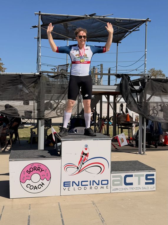 On the podium at the Masters and Juniors State Time Trial Championships.