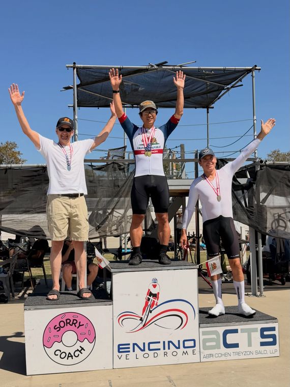 On the podium at the Masters and Juniors State Time Trial Championships.