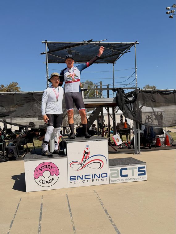 On the podium at the Masters and Juniors State Time Trial Championships.