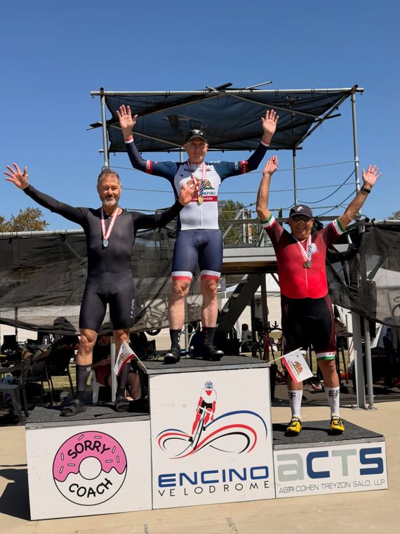 On the podium at the Masters and Juniors State Time Trial Championships.
