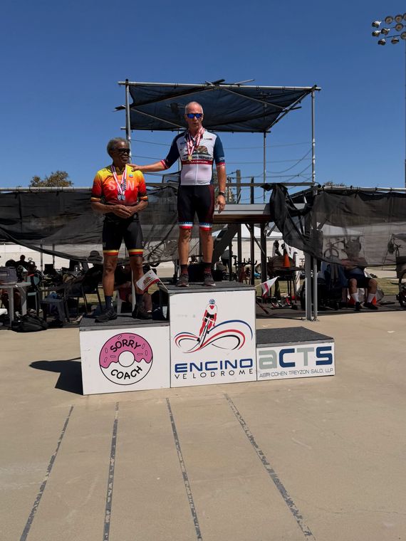 On the podium at the Masters and Juniors State Time Trial Championships.