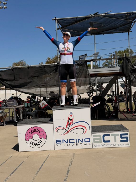 On the podium at the Masters and Juniors State Time Trial Championships.