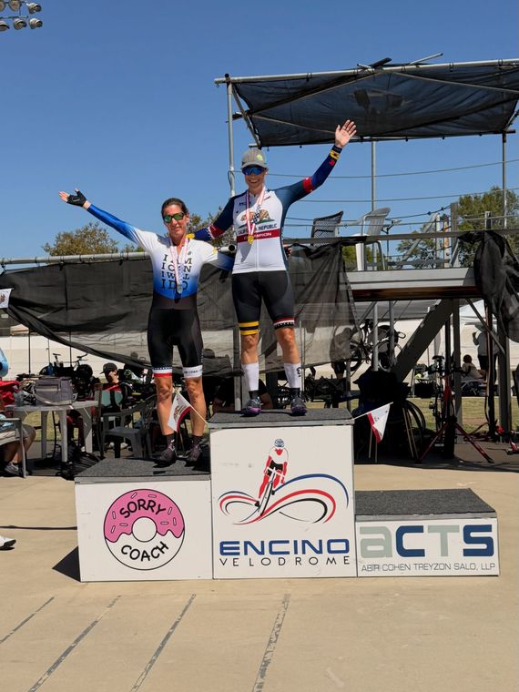 On the podium at the Masters and Juniors State Time Trial Championships.