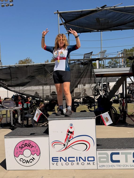 On the podium at the Masters and Juniors State Time Trial Championships.