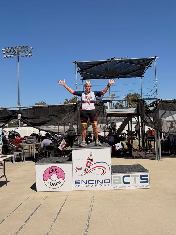 On the podium at the Masters and Juniors State Time Trial Championships.