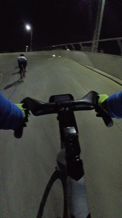 Handlebar camera on a Friday night. Frame from video.